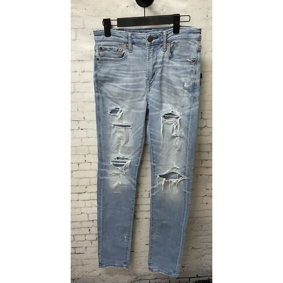 American Eagle Cozy Airflex Jeans Womens Size 28x32 Mid Rise Light Wash N1 - Picture 1 of 10